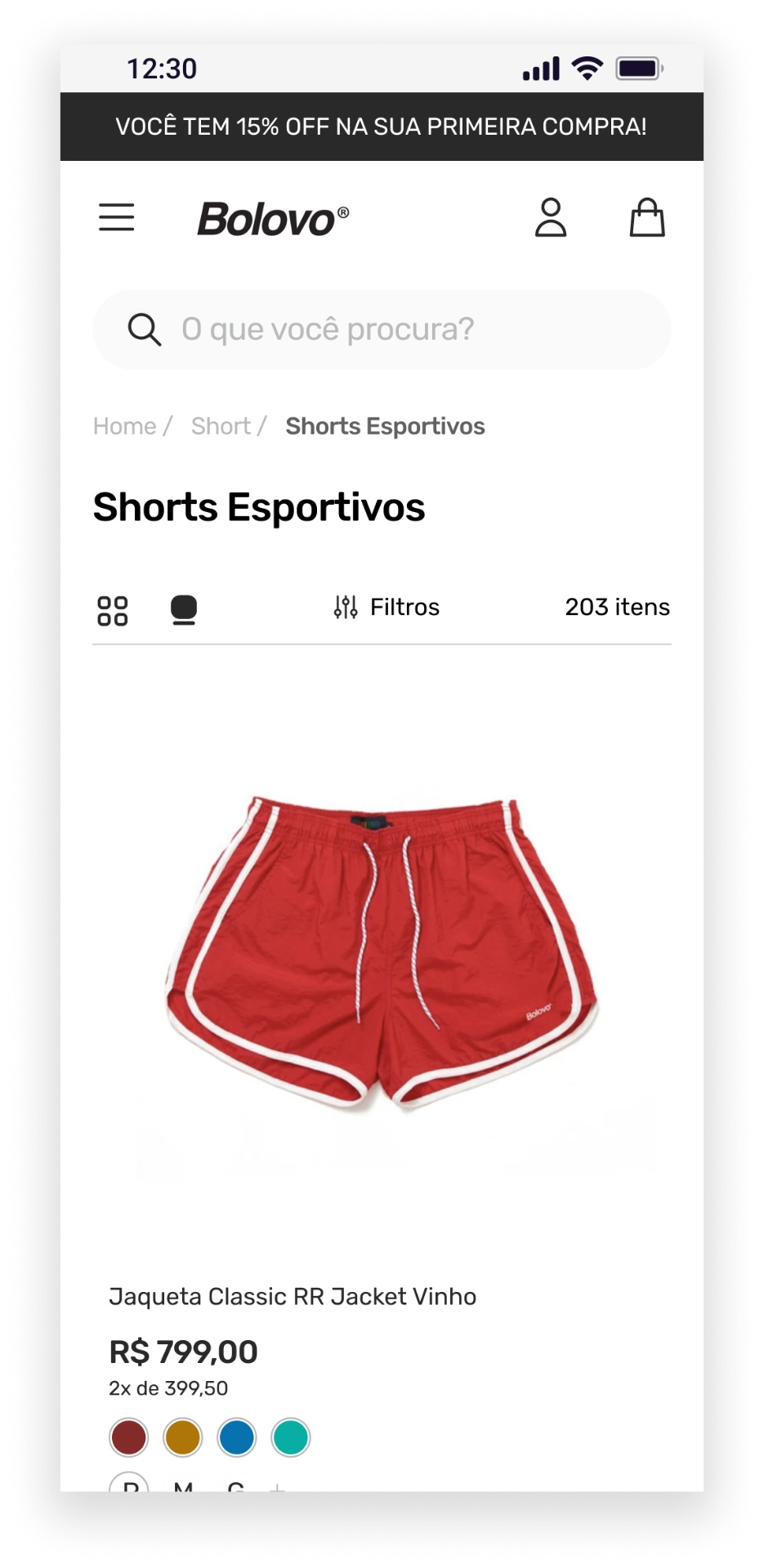 Categoria · Shorts Esportivos